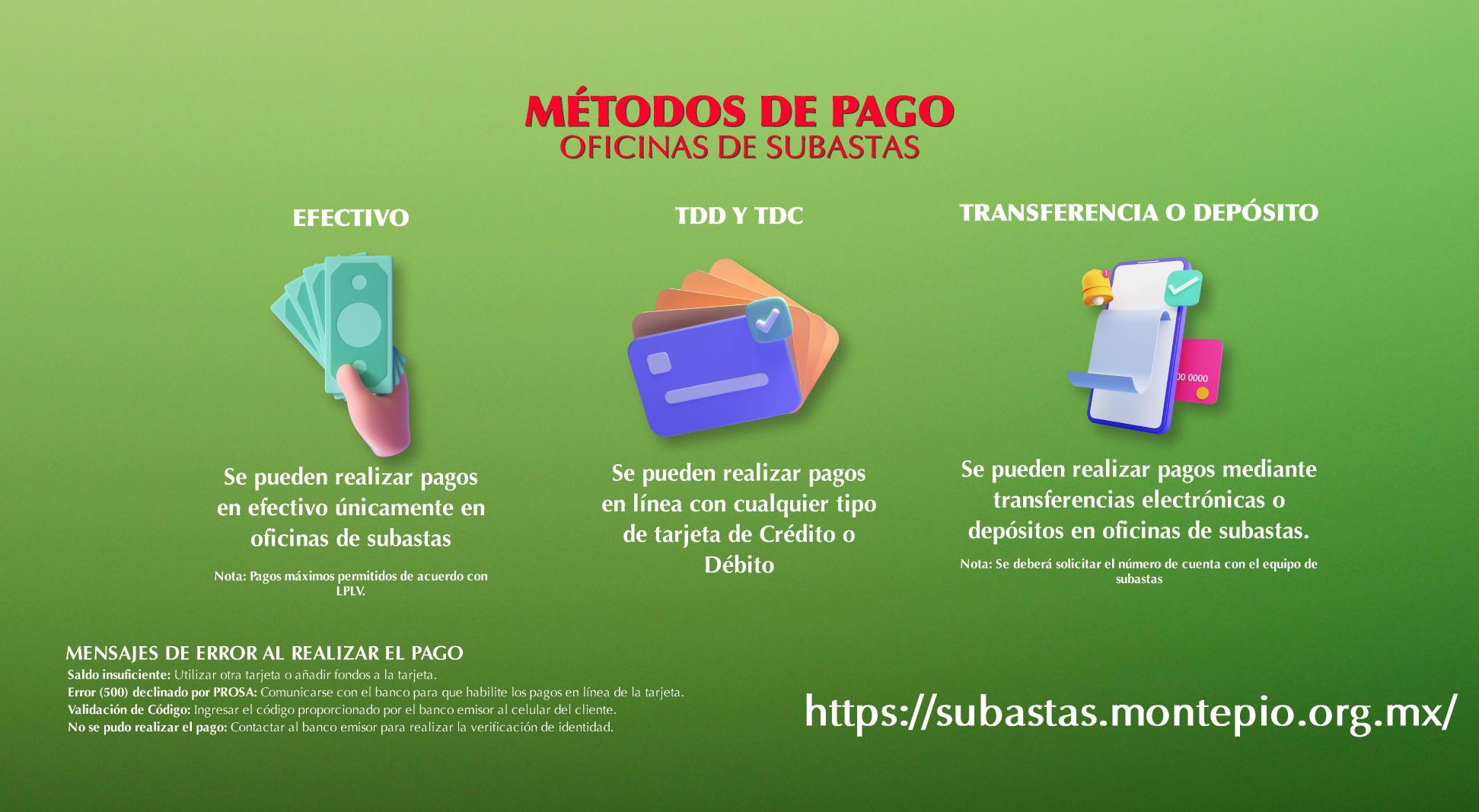 Métodos de pago — Oficinas de Subastas